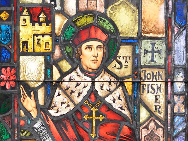 A stained glass depiction of St. John Fisher