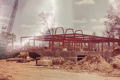 Early construction on Michaelhouse residence hall.