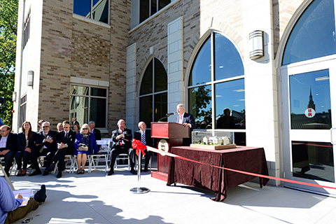 A ceremony of dedication for Salerno Center.