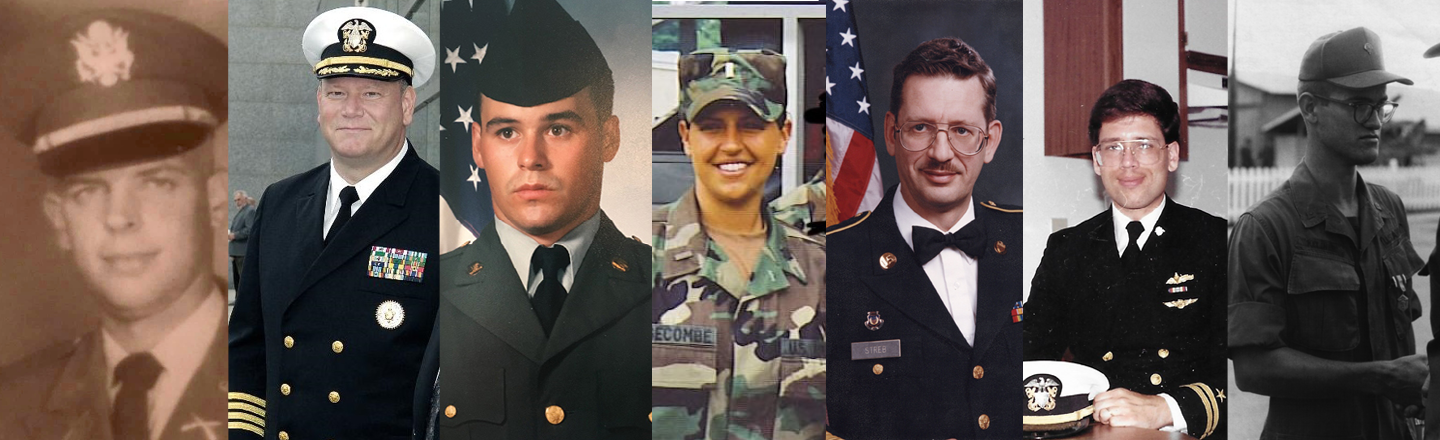 Collage of pictures of members of the United States Armed Forces