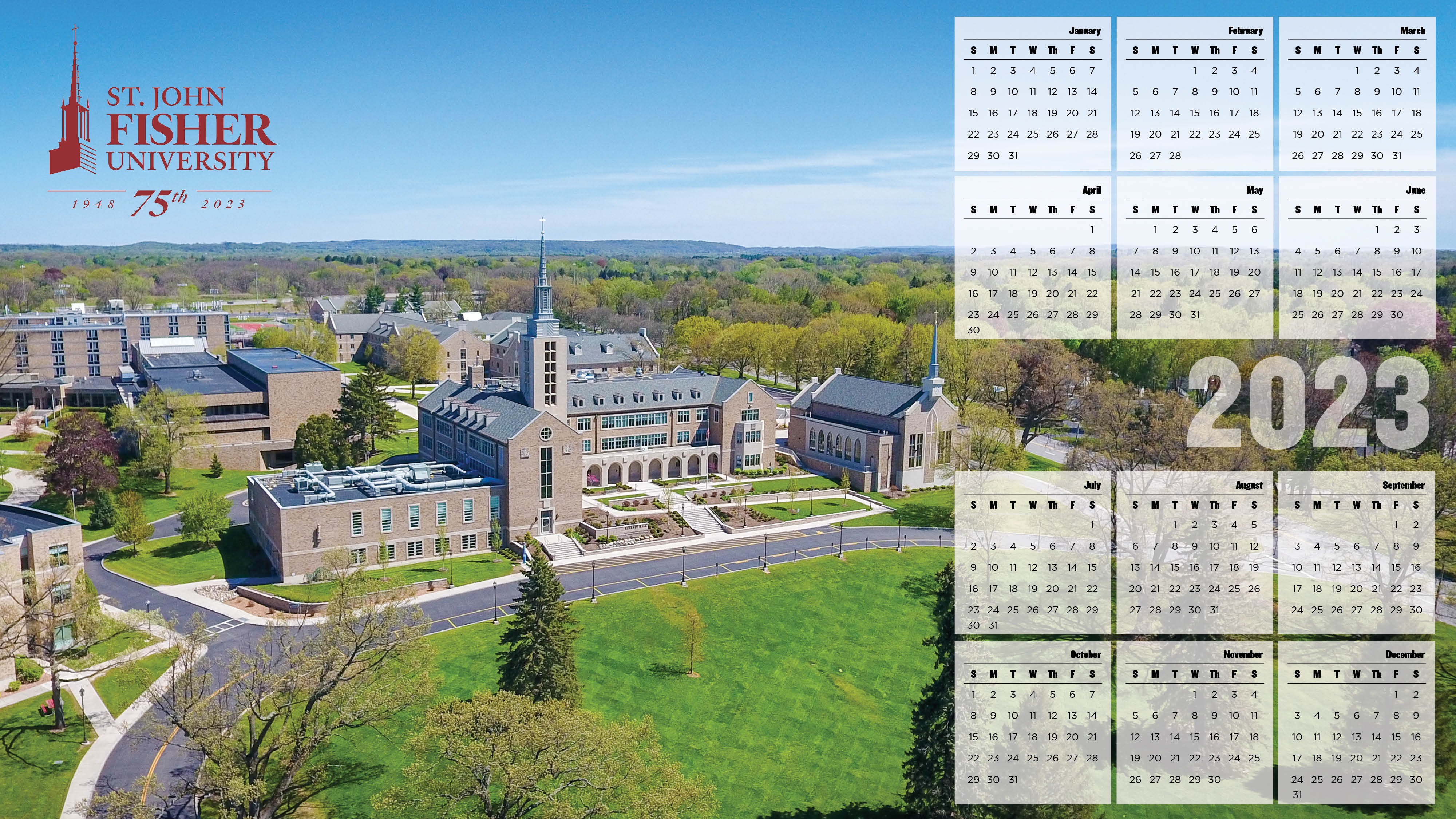 2023 calendar with aerial image of Kearney