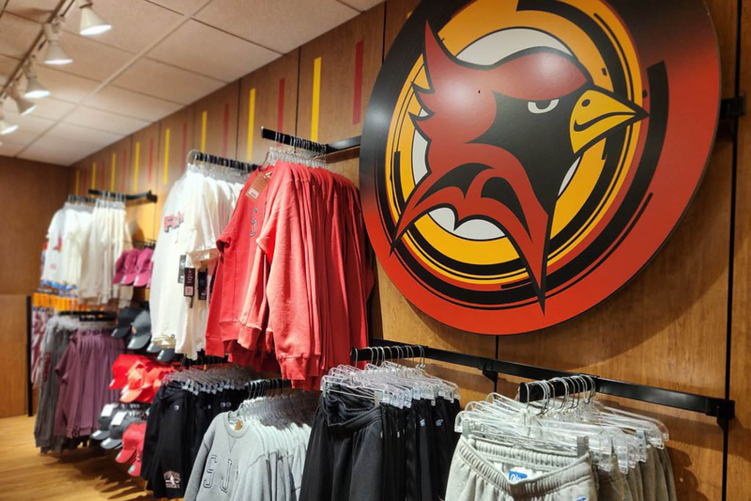 A display of Fisher-branded clothing