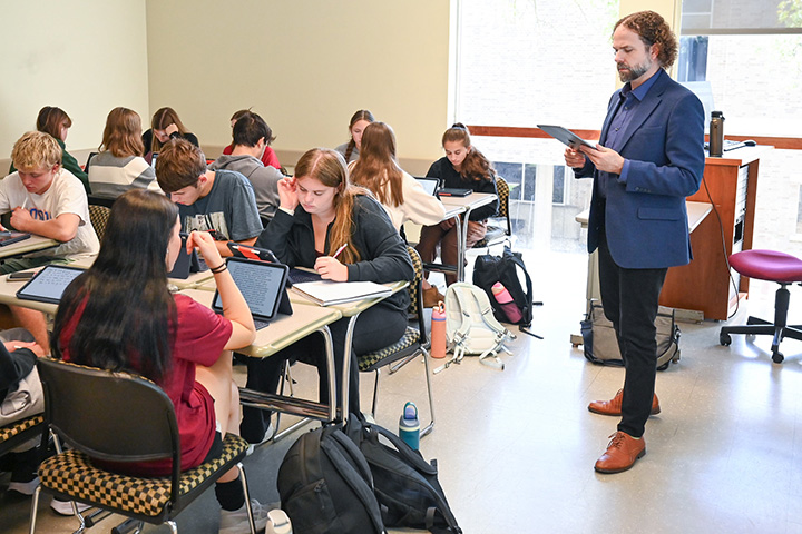 A professor teaches a history class.