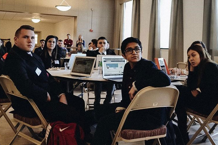 Students listen to a panel discussion during the Life Skills Workshop.