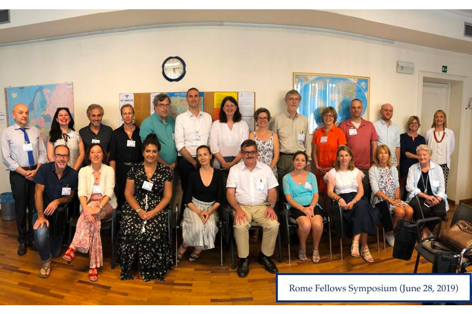 Dr. Jill Swiencicki, Dr. Barbara Lowe, Dr. Maria Stella Plutino Calabrese, and Dr. Fred Dotolo take a group photo with the 2019 Richmond Summer Visiting Faculty Fellows.