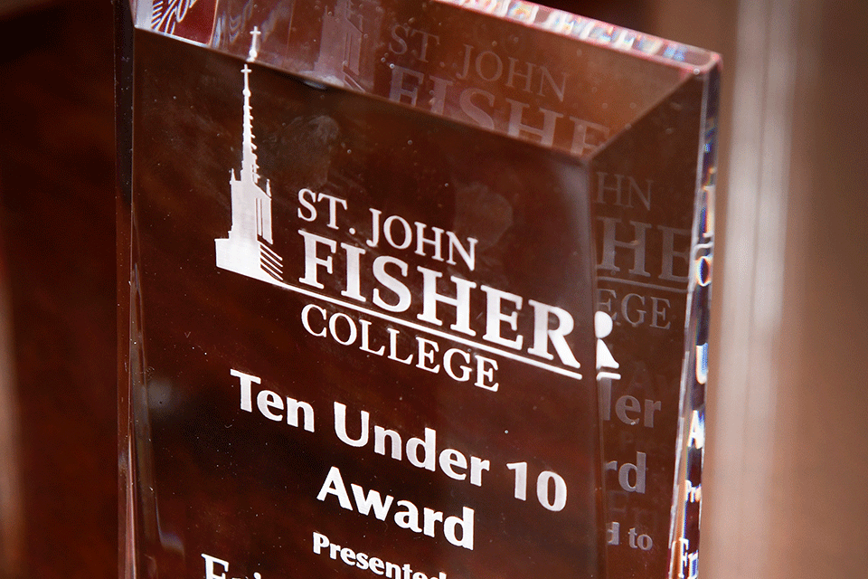 The plaque given to Ten Under 10 honorees.
