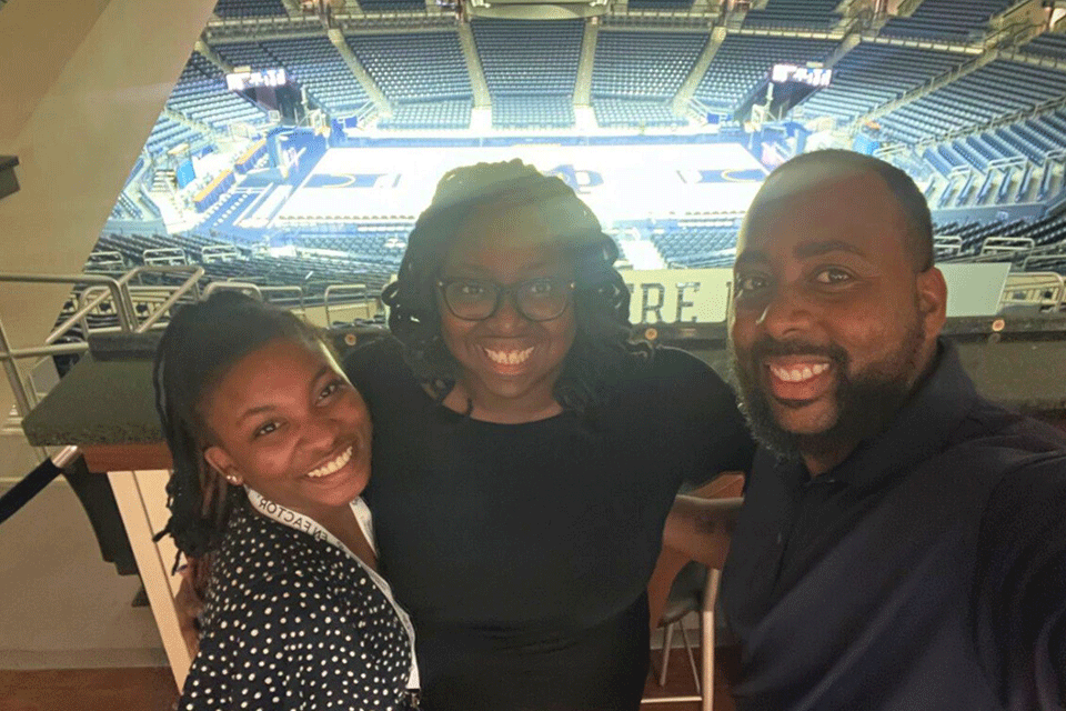 Dr. Chantz Miles (far right) at the University of Notre Dame.