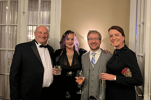 Dean Christine Birnie (far right) with faculty and friends of the Wegmans School of Pharmacy.