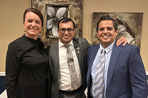 Christine Birnie, Vivek S. Dave, and Ankit Rochani at the Pharmacy Gala.