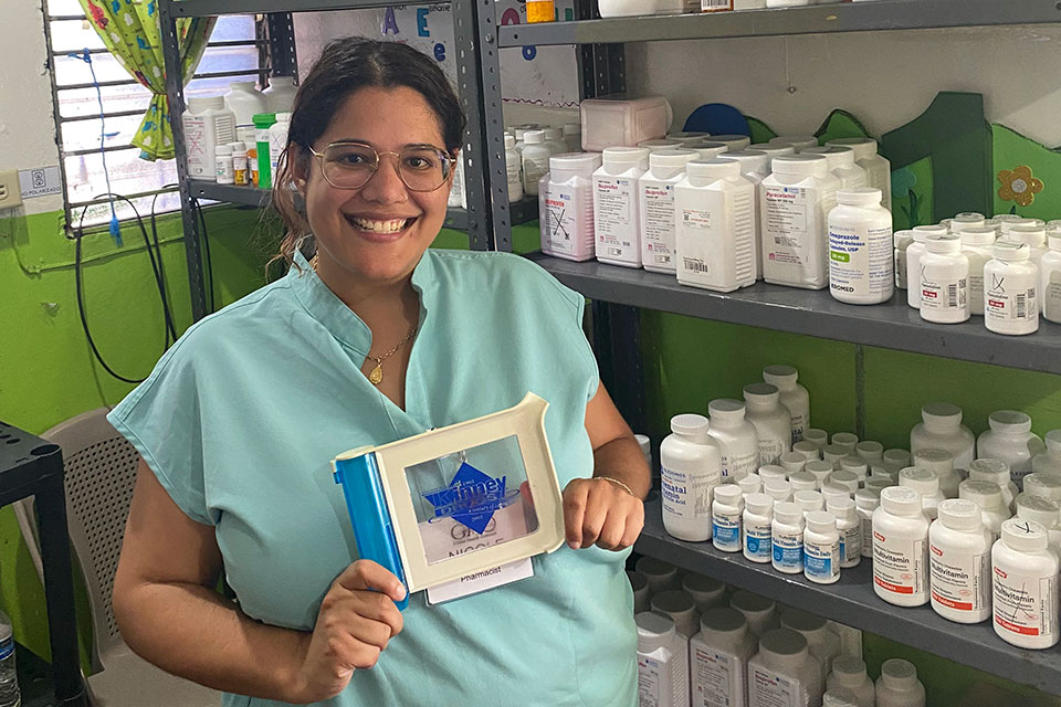 Nicole Delello at a clinic in El Salvador.