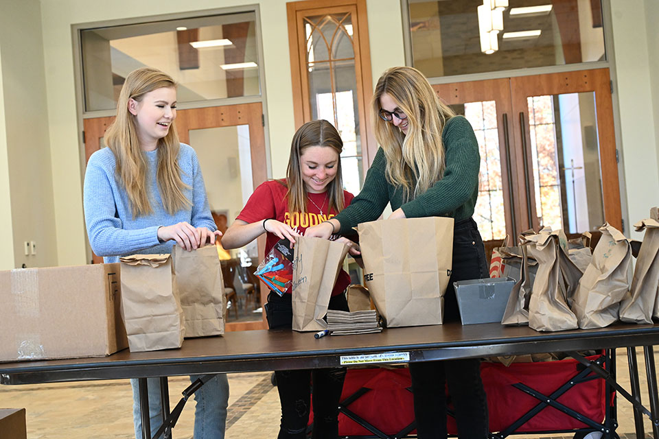 Students engage in a service project.