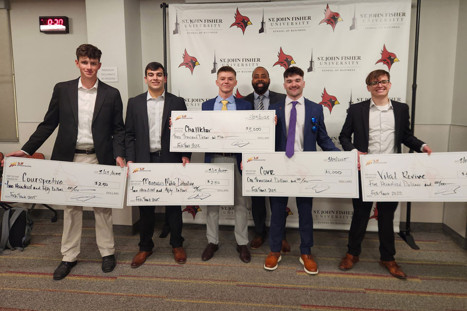 Students at the 2024 Fish Tank event.