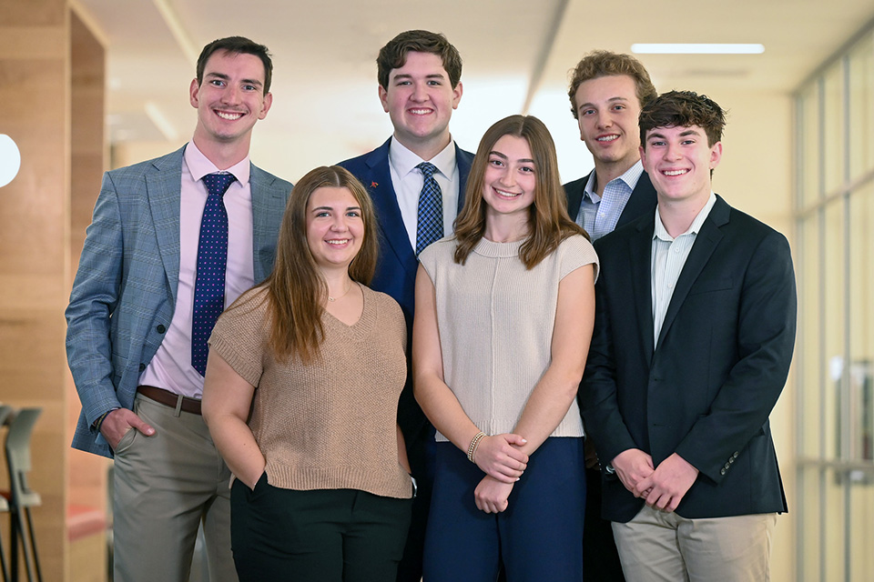 Front row, left to right: Jenna Cwiklinksi, Kate Gernold , Joshua Lopez  Back row, left to right: Connor Brown, Dan Zornow, Owen Tuori