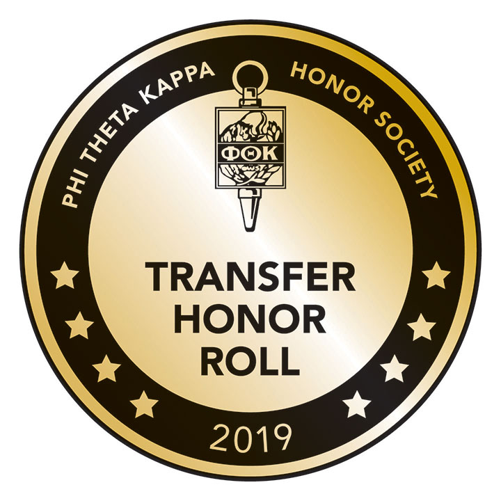 Phi Theta Kappa Honor Society’s 2019 Transfer Honor Roll Badge