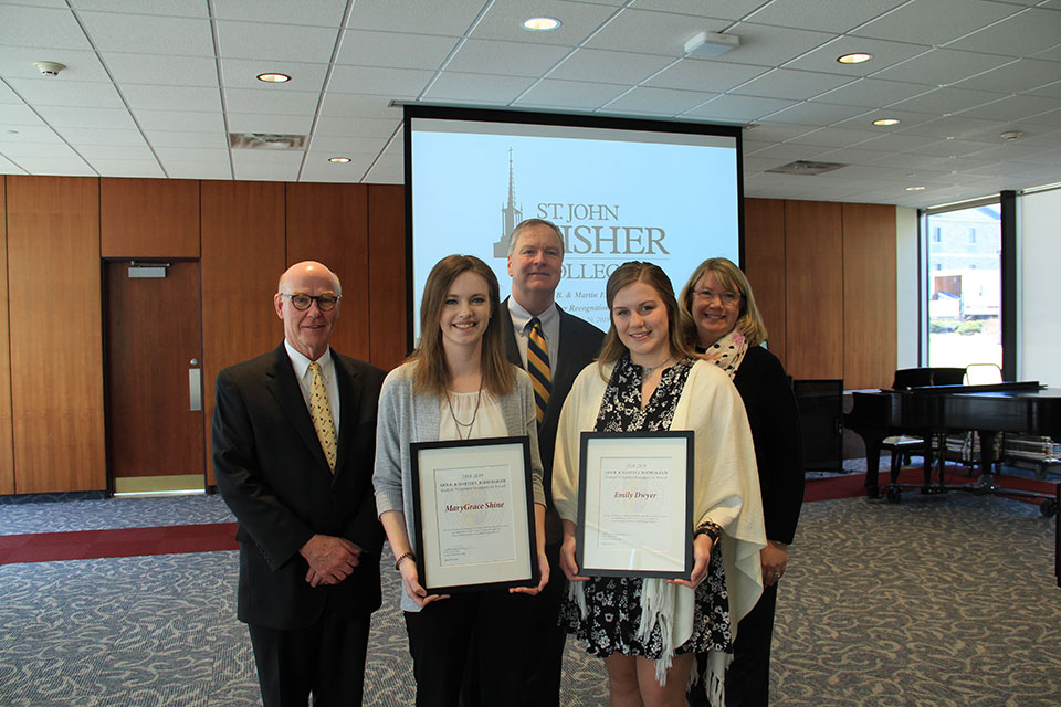 From left to right: President Gerard Rooney, Mary Grace Shine, Martin Birmingham, Emily Dwyer, Jill Birmingham