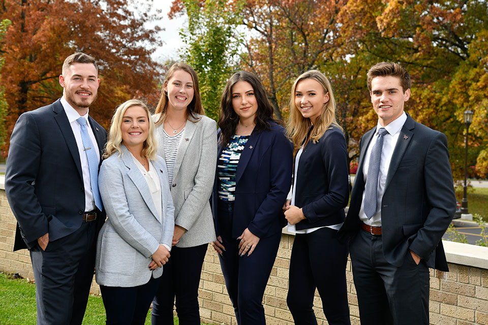 The 2019-2020 Executive Interns (from left to right) are Tyler Adams, Darienne Slocum, Cassidy Bell, Madison Byrne, Erica Schultz, and Matthew Jeffries.