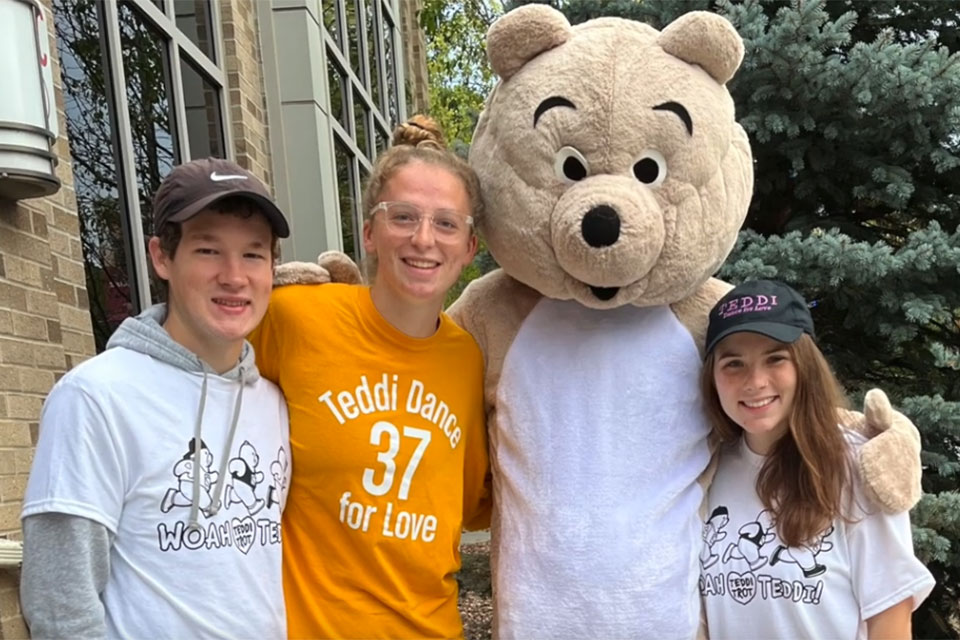 Halle Tickell (second from the left) with friends at the Teddi Trot.