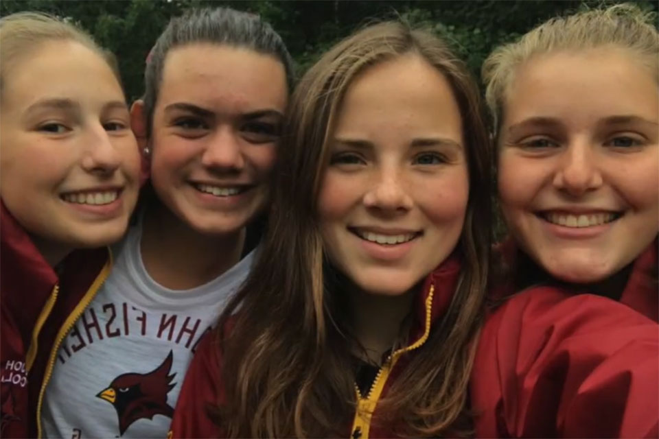 Alivia Collins (center) with her friends.