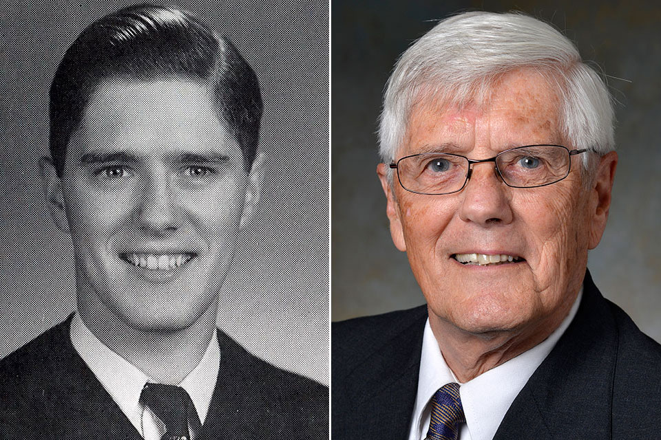 Don Muench as a young student (left) and now as a faculty member (right). 