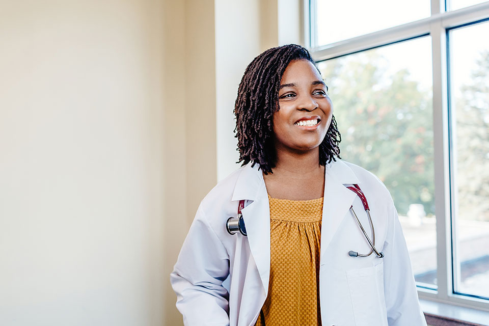 A proud student in the Wegmans School of Nursing.