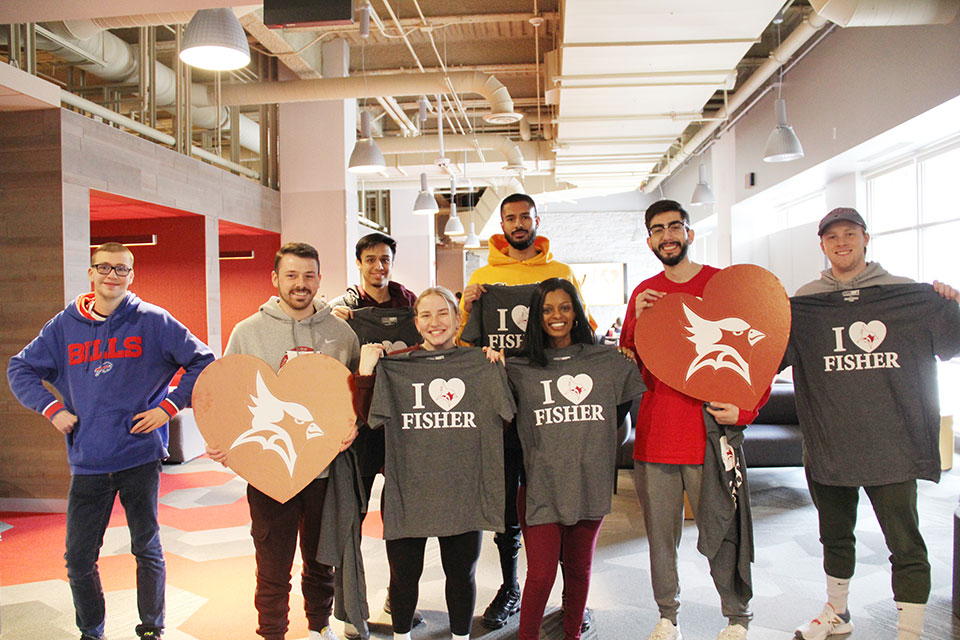 Students celebrate I Heart Fisher Giving Day in Tepas Commons