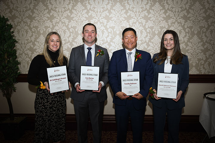 Ali Kramer ’13, ’14 (MBA), Cory Morton ’12, ’13 (MBA), Timothy Robinson ’13, and Hannah Anderson Weinmann ’13