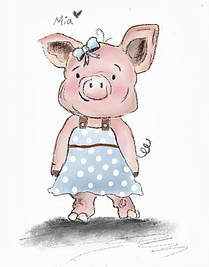 An illustration of Mia the Pig.