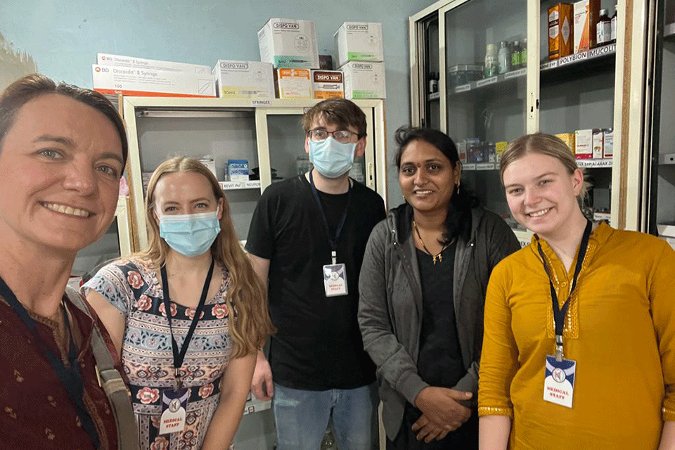 The Wegmans School of Pharmacy team at the medical camp in India.