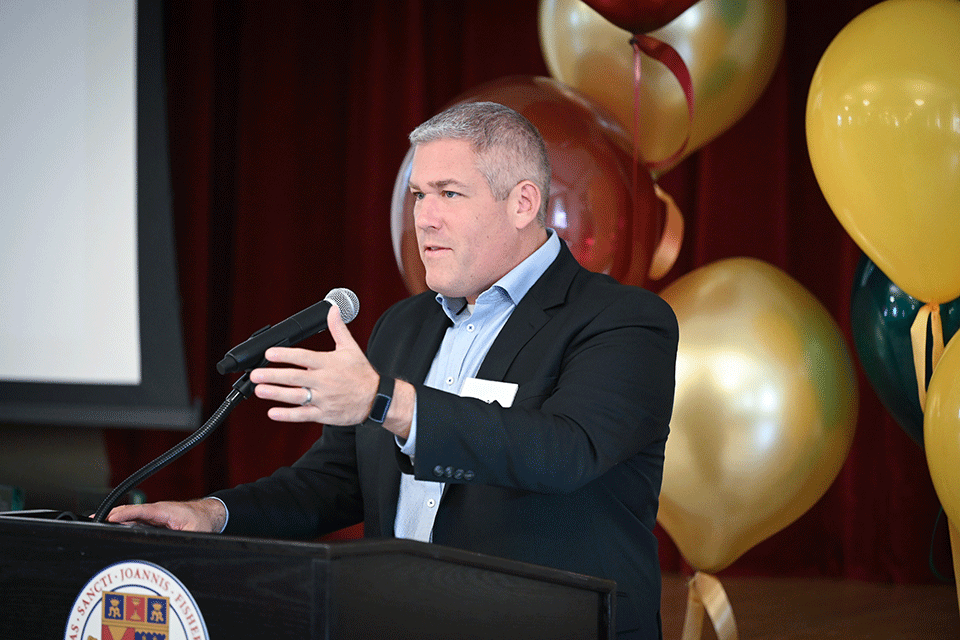 County Executive Adam Bello delivers remarks at the 2023 Courage Bowl Luncheon.