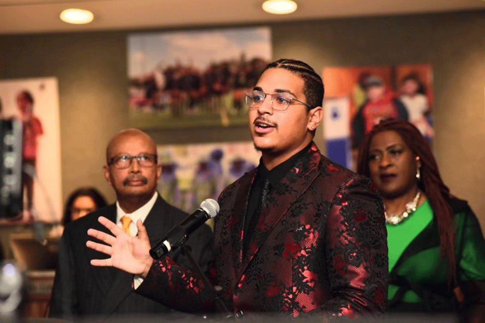 Isaiah Santiago at his swearing-in ceremony for the Rochester City School District Board.