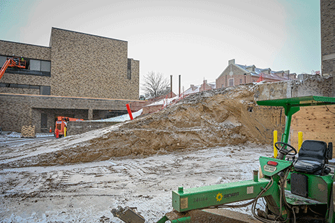 The construction site at Lavery Library.