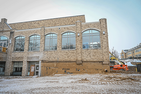 The construction site at Lavery Library.