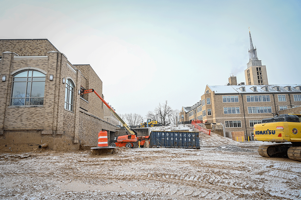 The construction site at Lavery Library.