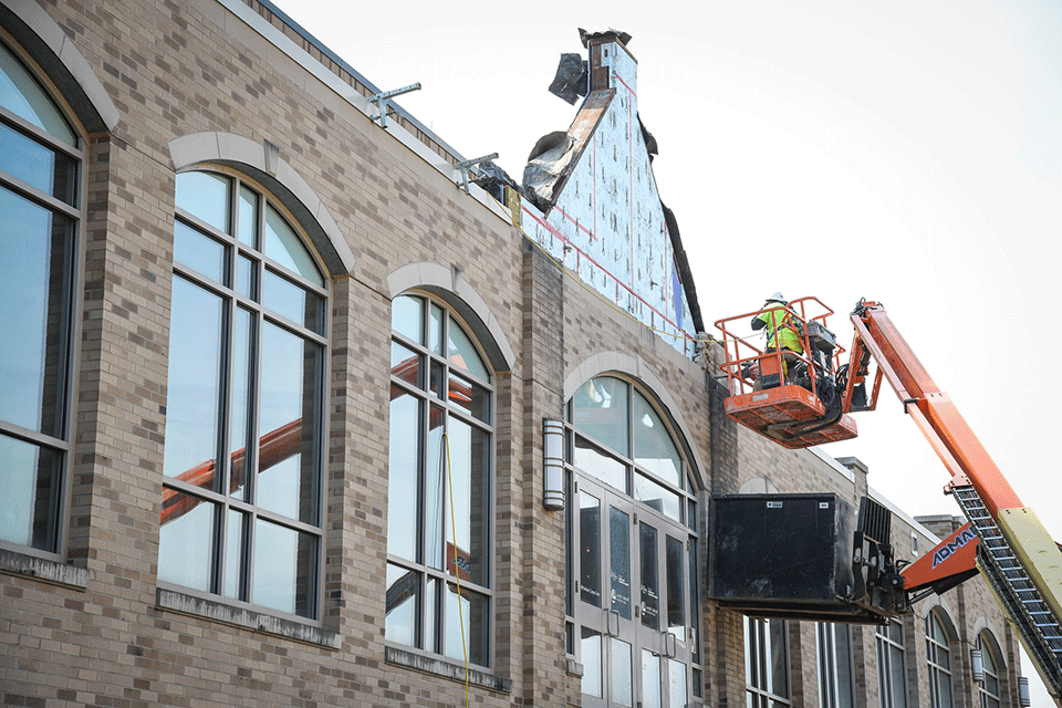 The construction site for the Lavery Library renovations.