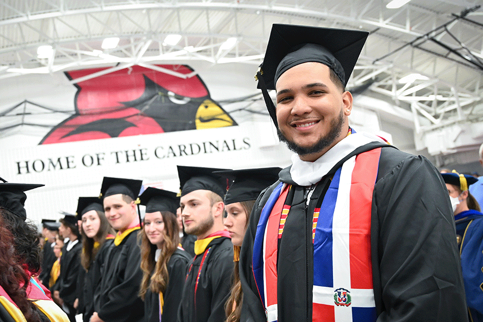 Graduates wait to receive their diplomas at the School of Arts and Sciences Commencement ceremony.