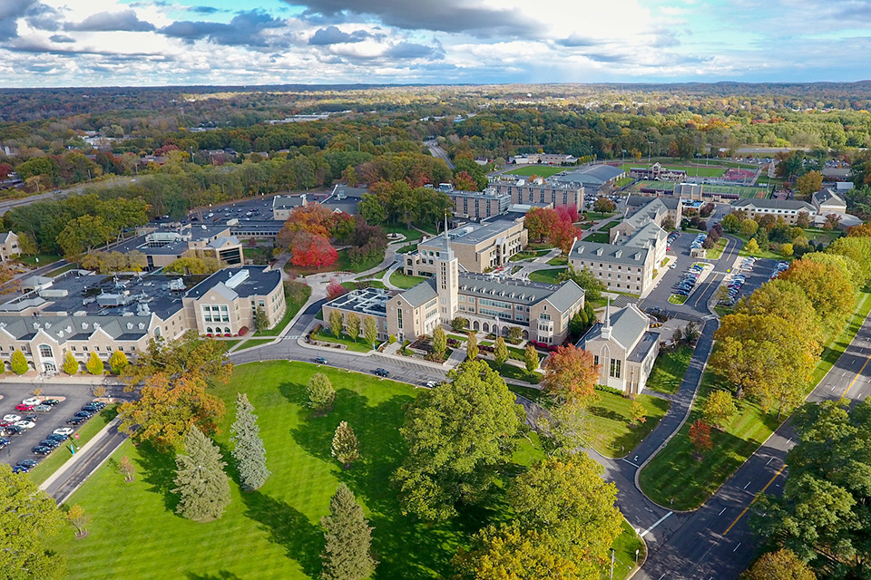 Aerial view of St. John Fisher University.
