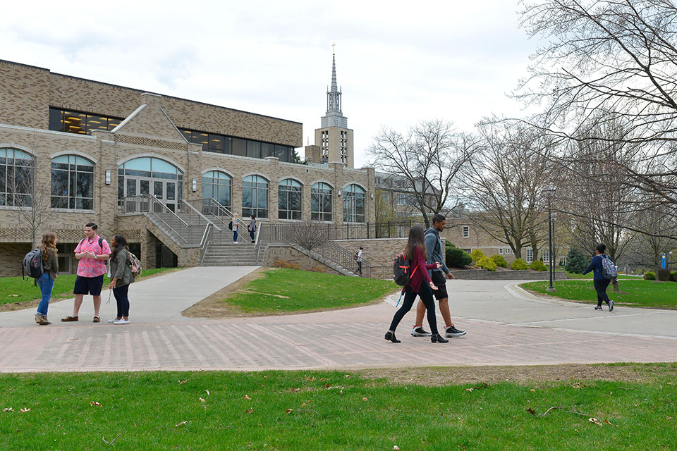 Students walk through the quad.