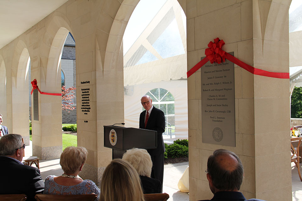 President Gerard J. Rooney delivers remarks about the newly established Presidents Society.