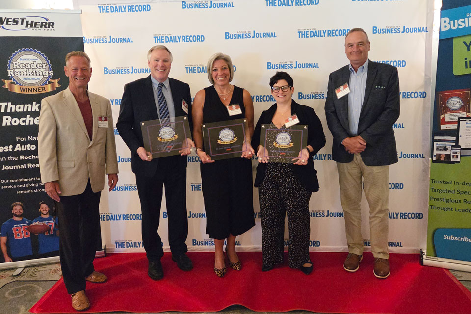 Ron Sicker, Dan Connolly, Melissa Goodwin, Tara Sacco, and Andrew Gallan at the RBJ Reader Rankings celebration.