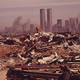 Illegal Dumping Area off the New Jersey Turnpike, Facing Manhattan Across the Hudson River 1973 by Gary Miller. 1973, From the Documerica Project, The Environmental Protection Agency’s Program to Photographically Document Subjects of Environmental Concern, 1972-1977 @1973, Gary Miller.