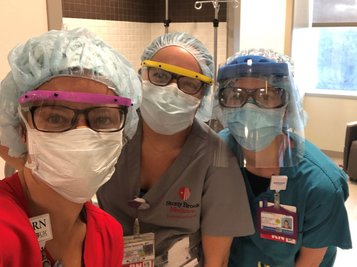 Alyssa Piparo and fellow nursing colleagues wear PPE during the COVID-19 epidemic.