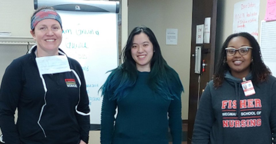 Sara Miner, Denis Nguyen, and Yvette Conyers hard at work at the Monroe County Public Health Department (MCPHD).