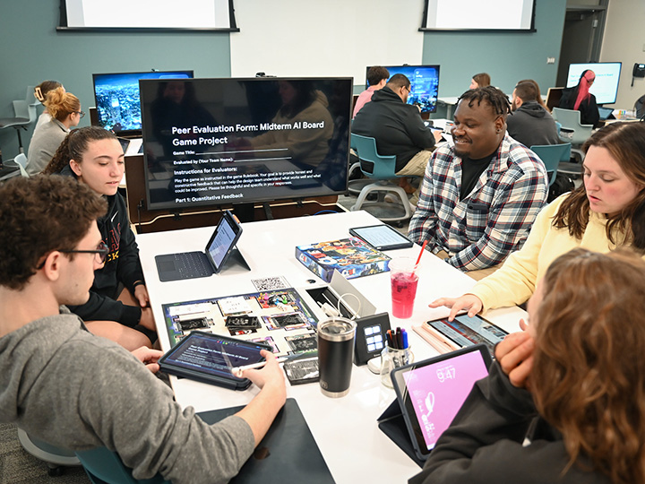 Students using iPads in the classroom.