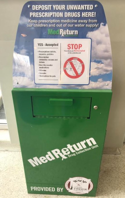 Safe medication disposal drop box.