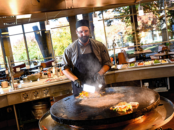 Fresh Asian-inspired fare is served up daily from the Hikari Asian Fusion Station in Ward-Haffey Dining Hall.