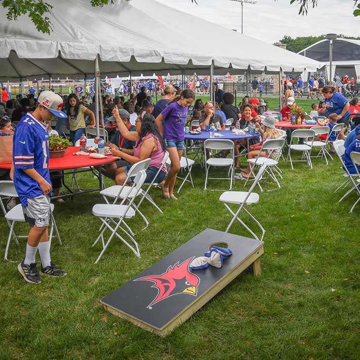 Fisher employees and family members attend Bills' Camp on campus.
