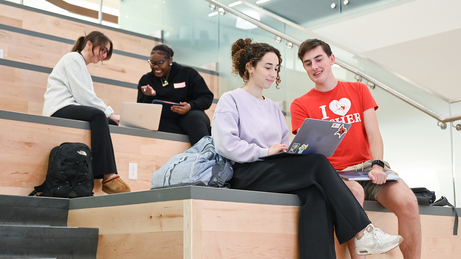 Students work together in Lavery Library.