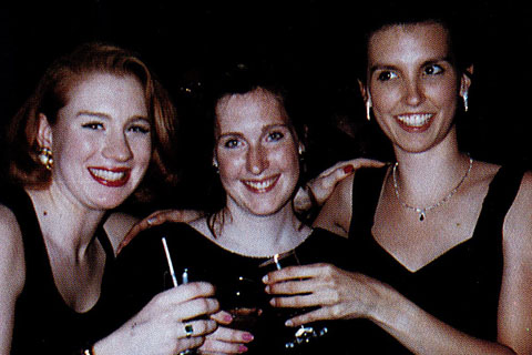 1995 students cheers at a formal dance