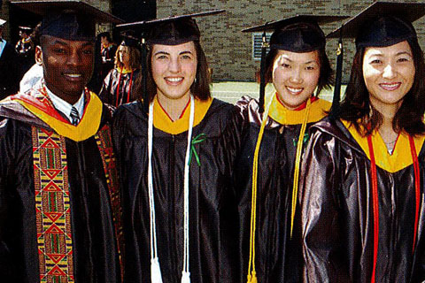 2005 students together at commencement