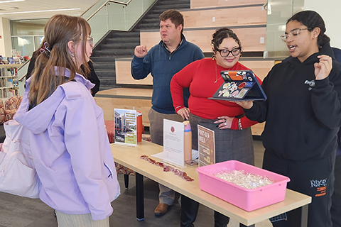 Students and employees take part in a first-generation trivia event in Lavery Library.